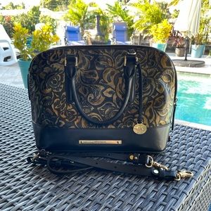 Preowned Brahmin Crossbody Bag Gold Roses